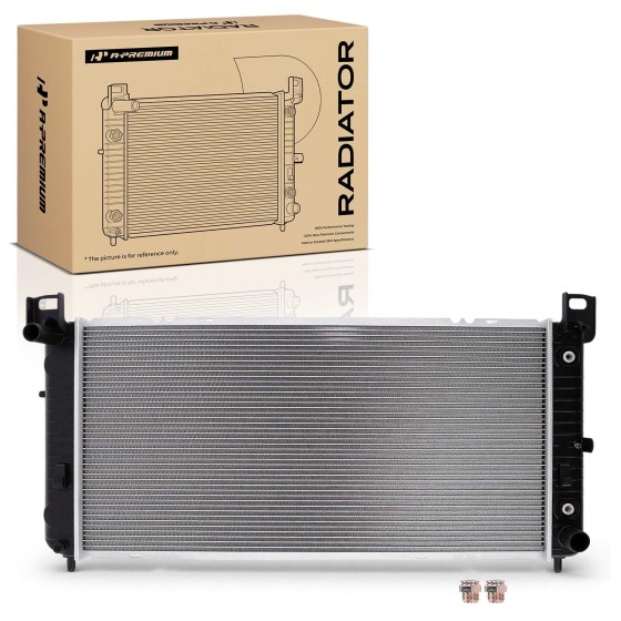 A-Premium 34" Engine Coolant Radiator Compatible with Chevy Silverado, Suburban, Tahoe & GMC Sierra, Yukon & Cadillac Escalade, Automatic Transmission, Without Engine Oil Cooler, w/ 2 Oil Cooler Holes